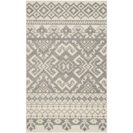 Safavieh 3 x 5 ft. Small Rectangle Casual Adirondack- Ivory and Silver Power Loomed Rug ADR107B-3
